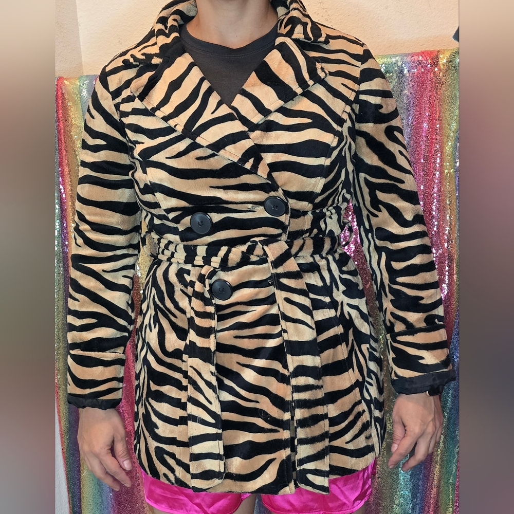 Tiger Print Trenchcoat Jacket Medium